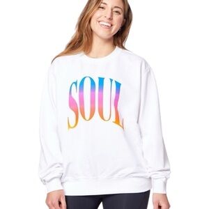 SOUL BY SOULCYCLE Derek Crew Neck Sweatshirt White Small